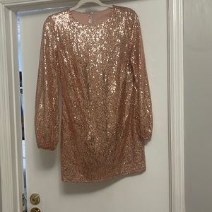 gold long sleeve mini dress